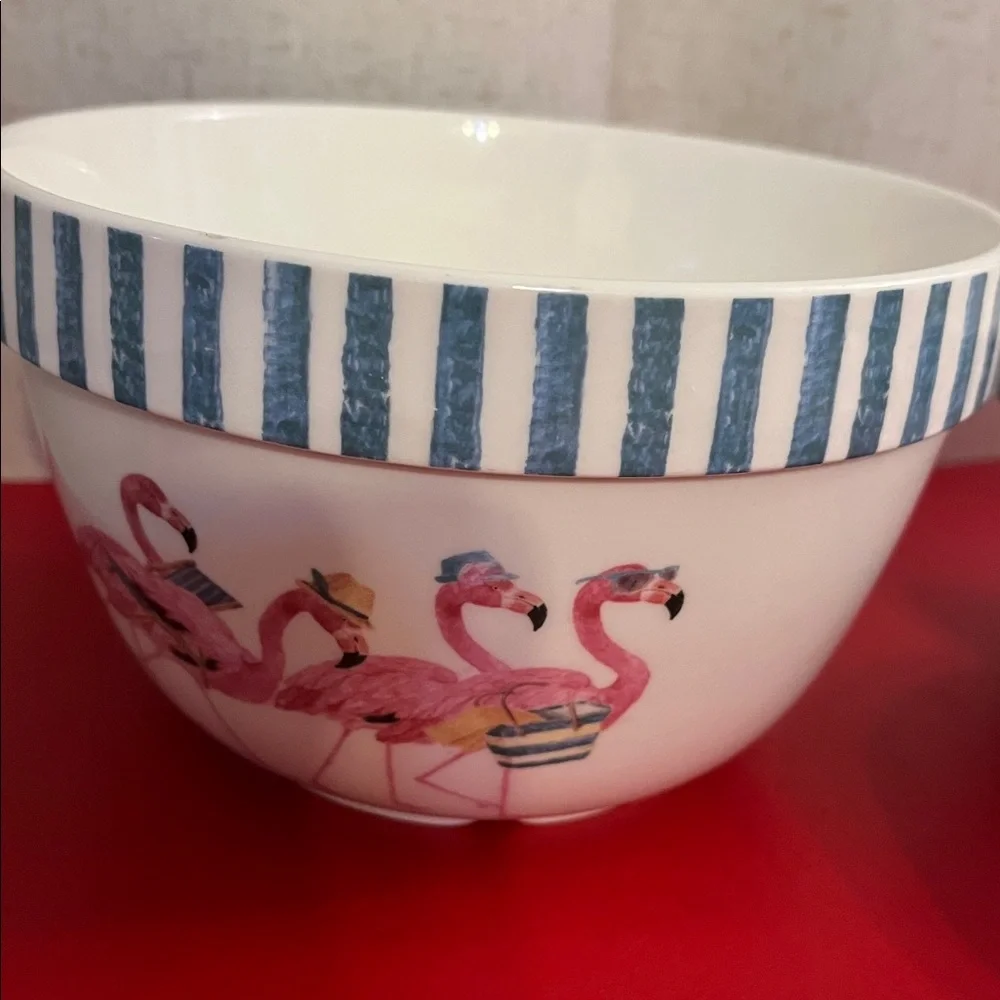3 bowls by Kathryn White fine porcelain with flamingos